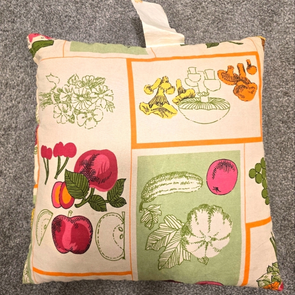 Vintage Veggie & Fruit Accent Pillow Cool Colors Cool Graphics